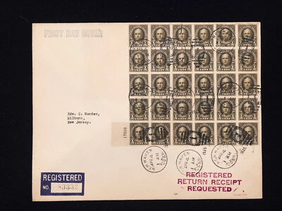 CT NEW HAVEN APR 4 1925 REGIS. FDC #551 1/2¢ HALE BLK/30 W/PLATE #, TO WORDEN - Image 1 of 2