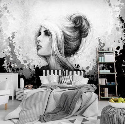 VLIES Fototapeten Tapeten Tapete Schwarz Frau Kunst Farbe Schönheit 3FX20842VE - Bild 1 von 4