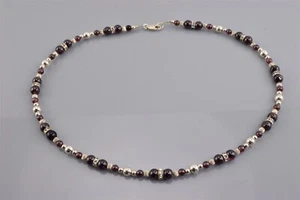 "Collar de plata esterlina 5 mm púrpura amatista cuentas 925 pulidas 16" - Imagen 1 de 5