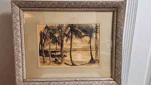 Joanne Hennes Litho Matted Golden Sunset Hawaii Art Print Signed 1 of 1 - Picture 1 of 8