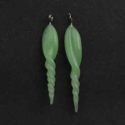 Lote (2) Pendiente colgante cuentas de vidrio verde opalino de murano checo Foto 1 de 4