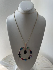 TRINA TURK 32” ELECTRIC SHINE GOLD TONE NECKLACE W/ MULTI COLORED STONES- LA4 - Picture 1 of 4