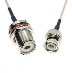 BNC Male to SO239 UHF Female Bulkhead Connector Pigtail Jumper RG316 Cable - Picture 1 of 5