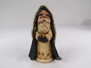 Estatuilla de Papá Noel vintage de Papá Noel lanzada a mano arcilla firmada por artista L24 - Imagen 1 de 8