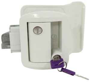 White RV Entry Door Lock Keyed A-Like G301-G390 Global Link Camper Trailer Knob - Picture 1 of 4