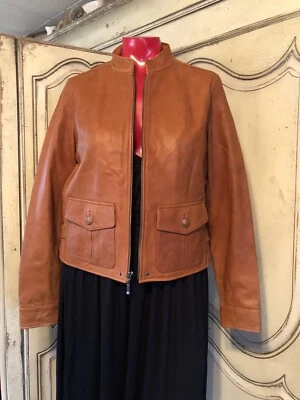 Woman’s Camel Colored Leather Jacket Design By George Mark Risen Size M - Изображение 1 из 4