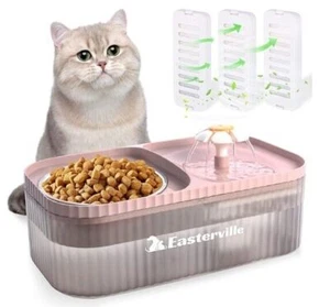 Cat Water Fountain and Food Bowl 3L/101Oz Ultra Quiet Pet Water Dispen 3 Filters - Picture 1 of 12