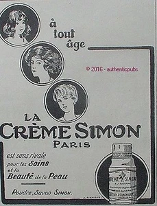 PUBLICITE CREME SIMON A TOUT AGE SANS RIVALE SAVON POUDRE DE 1921 FRENCH AD PUB - Picture 1 of 1