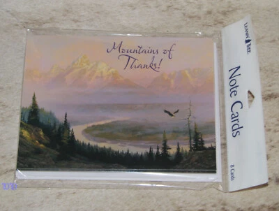 LEANIN TREE "Mountains of Thanks" #35759~8 Notecards~Colorfully Blank Inside - Image 1 of 2