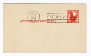 UXC2, 5c AIRMAIL POSTAL CARD.  FIRST DAY OF ISSUE JUL 31, 1958 - Picture 1 of 1