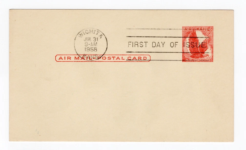 UXC2, 5c AIRMAIL POSTAL CARD.  FIRST DAY OF ISSUE JUL 31, 1958 - Image 1 of 1