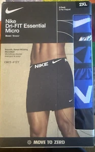 NIKE Men's 3-Pk. Dri-FIT Essential Black & Blue Micro Boxer  Size 2XL NEW - Picture 1 of 11