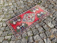Turkish small rug, Handmade wool carpet, Doormat, Home decor rug 1,4 x 2,8 ft