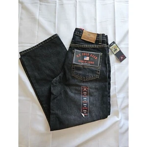 Vintage U.S. Polo Assn Boys Size 14 Black Denim Jeans Wide Leg - Picture 1 of 6