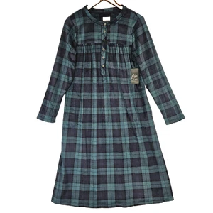 Neu ARIA Damen superweiches langes Plüsch Nachthemd Watchplaid Größe S 4-6 Cabincore - Bild 1 von 12