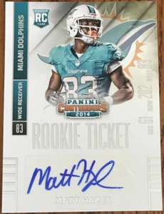 2014 Panini Contenders Rookie Autograph Matt Hazel #160A Miami Dolphins - Picture 1 of 2