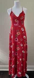 Maxi Vestido Forever 21 Sin Espalda Con Cordones Rojo Floral Salir Noche Para Mujer S - Imagen 1 de 10