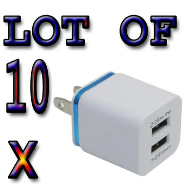 LOT of 10x 2Ports Dual USB AC Wall Charger for Samsung 3 4  iPhone 6 6s 5 4 3 5s - Image 1 of 3