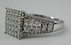 Sterling Silver Statement Cocktail Ring Clear Cubic Zirconia Size 8