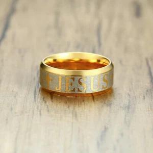 Stainless Steel & Titanium JESUS Christian Ring - Mens or Womens - Size 8 - Picture 1 of 1