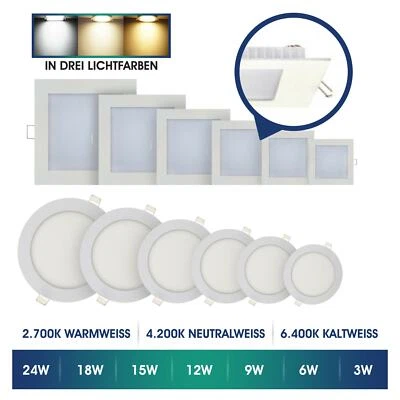 LED Panel flach Einbaustrahler Deckenleuchte Einbauleuchte Strahler Ultraslim  - Bild 1 von 4