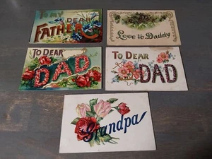 Vintage Dad Father Greeting Postcards Early 1900’s Lot 6 Textured - Picture 1 of 5