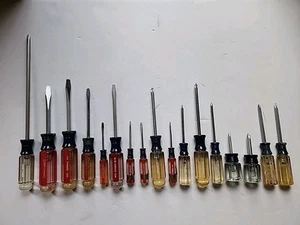 Vintage Craftsman Made In USA Screwdriver Lot 17 Piece Slotted - Picture 1 of 7