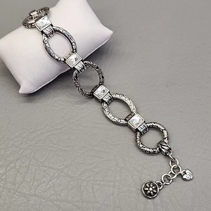 Pulsera Brighton Ovalada Enlazada Transparente Estrás Tono Plata 8" - Imagen 1 de 18