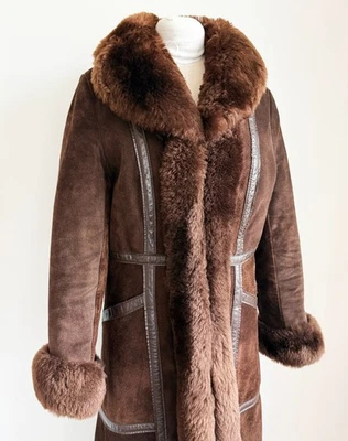 Maxi Abrigo Vintage Años 80 Gamuza Ultra Largo Piel Sintética Juan Sebastián Foto 1 de 4