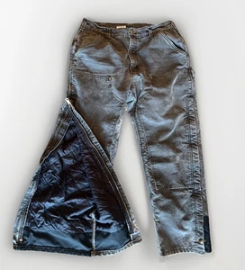 Carhartt B194 Pants Mens 34x30 Gray Black Double Knee Duck Quilt Lined Carpenter - Picture 1 of 5