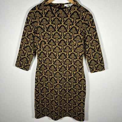 Vestido recto floral de jacquard dorado negro Boden para mujer 6R manga 3/4 Foto 1 de 4