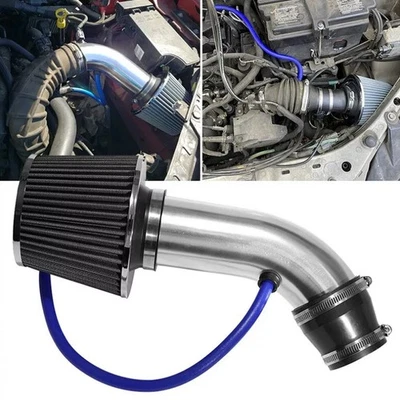 3"/76mm Car Cold Air Intake Filter Induction Pipe Power Flow Hose System Silver - Image 1 of 4