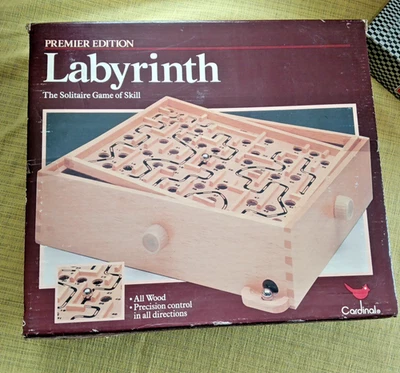 Vtg Labyrinth Premier Edition All Wood Solitaire Game Of Skill Cardinal 1993 - Image 1 of 4