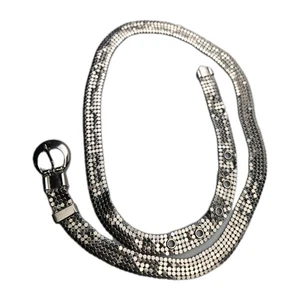 Vintage Damen schmal Metall Disco Gürtel Gr: 28 1/4" - 32 1/4", B: 5/8, Gesamt L: 36,5" - Bild 1 von 21