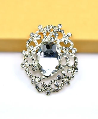 Broche de diamantes de imitación de cristal tono plateado broches estilo art deco prendedores de moda regalo Foto 1 de 4