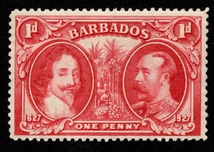 Barbados 1927 KGV SG240 1d carmine Perf 12 1/2 Cat £3 LH Mint - Picture 1 of 2