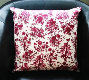 NEW Authentic GUCCI FLORA floral Decorative Pillow 19" Large White and Purple - Picture 1 of 4