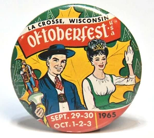 VINTAGE LACROSSE WISCONSIN OKTOBERFEST 1965 SOUVENIR PINBACK BUTTON - Bild 1 von 3