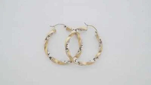 14k Multi-Tone Gold Hoop Earrings Estate Sale Find disco-ball sparkly 3.6g - Picture 1 of 6