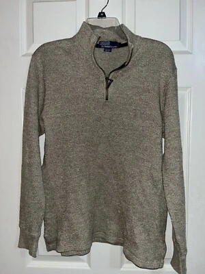 Polo Ralph Lauren Cuarto Cremallera Suéter Hombre L, Lana, Algodón, Seda, Marrón Foto 1 de 4