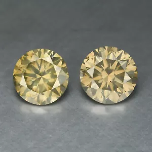 0,66 Cts 2 Pezzi Diamante Giallo Grigio Non Trattato Scintillante Diamante Naturale Sciolto - Foto 1 di 3
