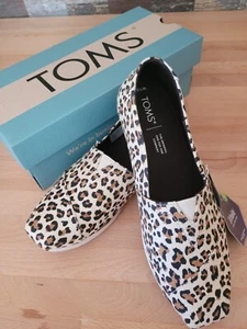 Tom's Alpargata Birch Leopard Print Canvas Ortholite Slip-on Women's Size 7.5M - Picture 1 of 4