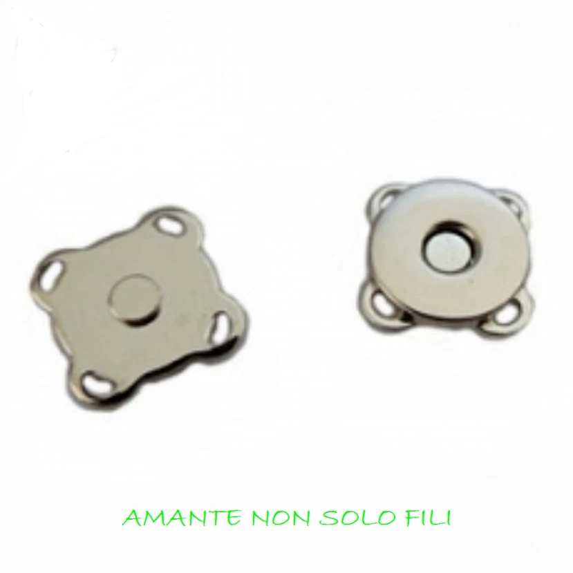 BOTTONE MAGNETICO DA CUCIRE CHIUSURA PER BORSE  Ø14 mm - Argento  - Immagine 1 di 1