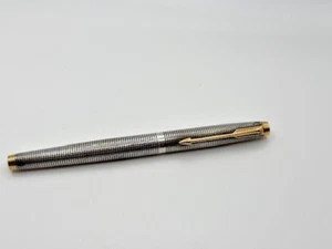 Parker Vintage Sonnet Cisele Grid Fountain Pen Sterling Silver 18k 750 Nib Franc - Picture 1 of 19