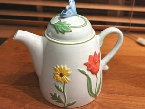 Block Basics China Handpicked Teapot Floral Flowers Spring Summer Garden - Picture 1 of 3