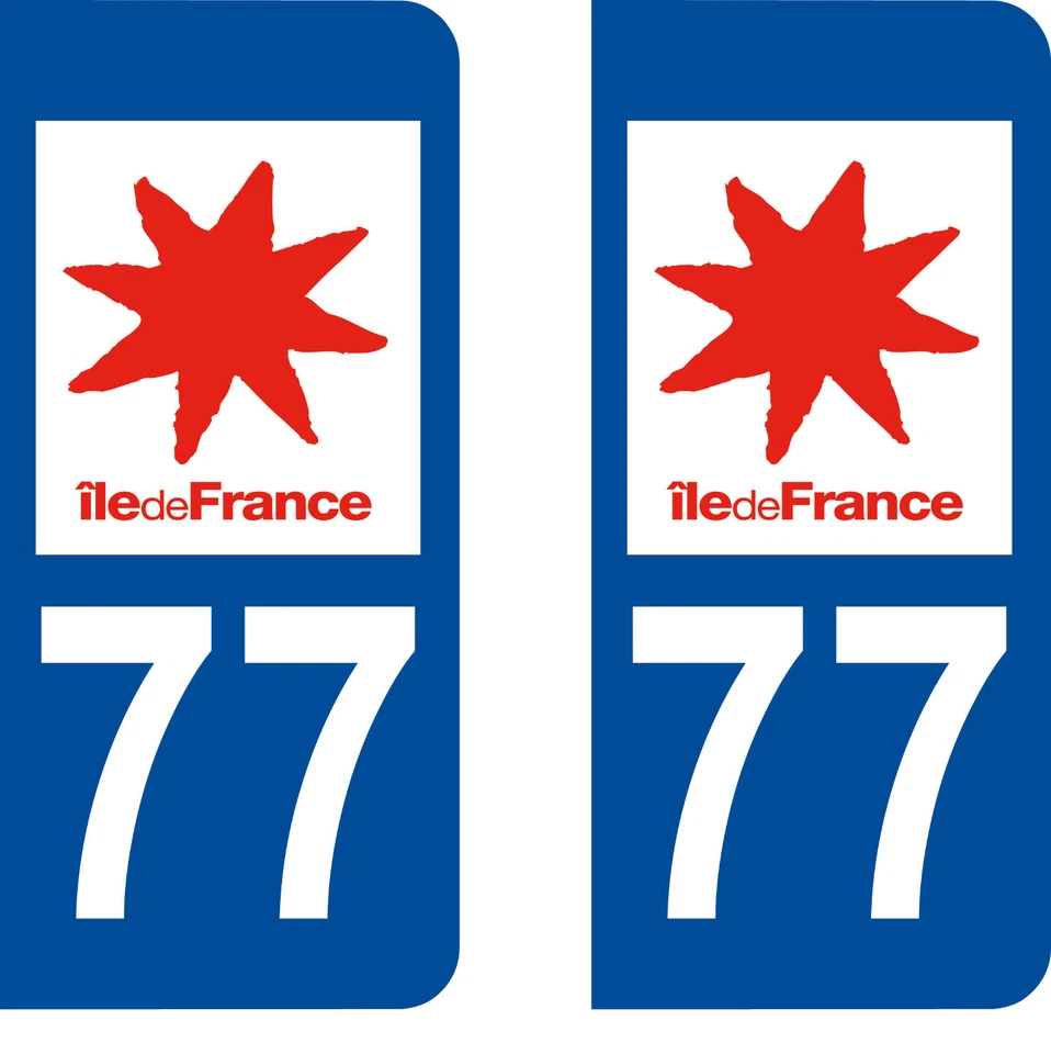 SAFIRMES Département 77 sticker 2 autocollants style immatriculation AUTO PLAQUE