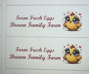 30 Personalized Chickens, Hens Stickers, Egg carton Labels, Tags Farm Goods - Picture 1 of 1