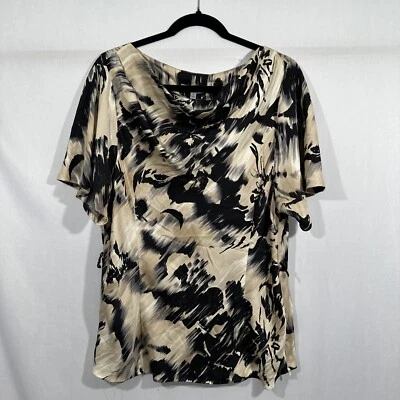 Blusa Top Negra #U770 Nueva con Etiquetas $148 Classiques Entier [XL] Crowl Manga Corta Seda #U770 Foto 1 de 4