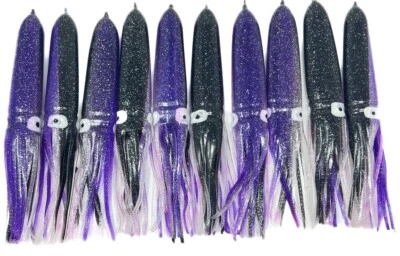Pacote com 10 saia de lula Fishing Guru Tackle’s Shell Squid Trolling Bulb Squid 9 polegadas - Imagem 1 de 4