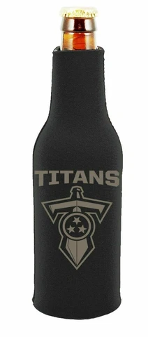 Tennessee Titans 2-PACK Zipper BOTTLE Tonal Black Koozie Neoprene Holder Cooler Cover